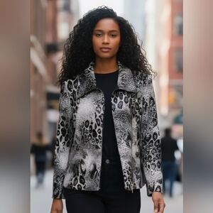 Like New Jolibel Black Gray Animal Print Zip Jacket Sequin Size 6